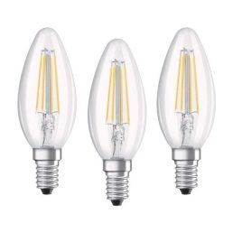   Osram Base átlátszó üveg búra/4W/470lm/2700K/E14/dobozos LED gyertya izzó 3 db
