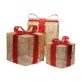 Iris Doboz alakú /1db 20cm, 1db 25cm, 1db 30cm/ arany-piros fémdoboz műanyag masnival dekor szett