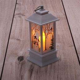  Iris Karácsonyi hóember mintás 13x5,3x5,3cm LED-es fehér lámpás