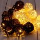   Iris Gömb alakú fonott/rattan/4m/fehér + barna/20db LED-es/3xAA elemes fényfüzér, fénydekoráció