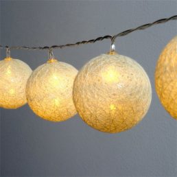   Iris Gömb alakú 6cm/színes fonott/3m/meleg fehér/20db LED-es/USB-s fényfüzér, fénydekoráció