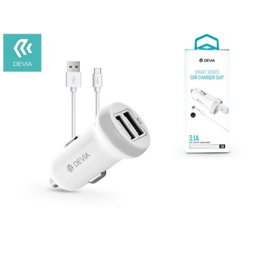 Devia ST331190 Devia Smart dual port USB Type-C 3.1A/2xUSB/USB Type-C kábel autós töltő