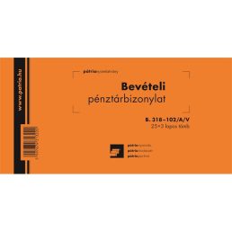   B.318-102/A/V 25x3lapos "Bevételi pénztárbizonylat" nyomtatvány