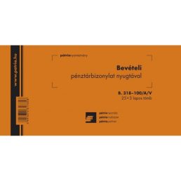   B.318-100/A/V 25x3 "Bevételi pénztárbizonylat nyugtával" nyomtatvány