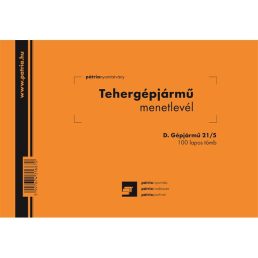   D.GEPJ.21/5 A5 100lapos fekvő "Tehergépjármű menetlevél" nyomtatvány