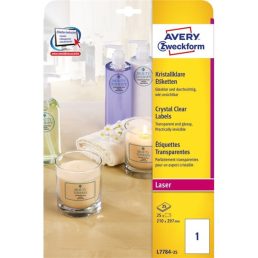   Avery L7784-25 210x297mm 25db-os poliészter víztiszta etikett