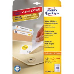   Avery L4736REV-25 45,7x21,2mm visszaszedhető 1440db-os etikett