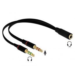   Delock 65967 1x3,5mm 4-tűs anya sztereo jack - 2x3,5mm 3-tűs apa sztereo jack headset adapter