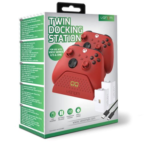 Venom VS2879 Xbox Series S & X piros dupla töltőállomás + 2 db akkumulátor