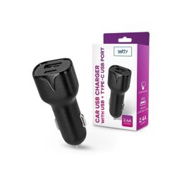   Setty TF-0026 2,4A univerzális USB + Type-C fekete autós töltő