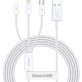   Baseus Superior Series Fast Charging 3,5A 1,2m USB-A - Lightning/Type-C/MicroUSB fehér háromágú kábel