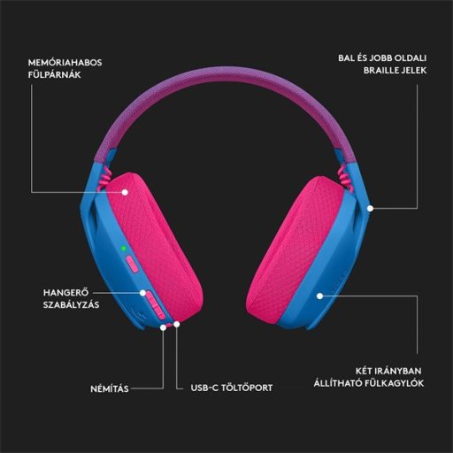 Logitech G435 Lightspeed Wireless kék gamer headset