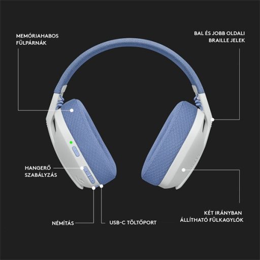 Logitech G435 Lightspeed Wireless fehér gamer headset