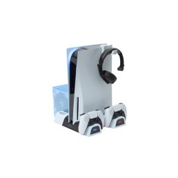   FroggieX FX-P5-C3-W Cooling Charging Stand & Storage PS5 konzol hűtő + dual töltőállomás + lemez tartó