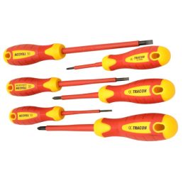   Tracon KSET1000 1000V-ra szigetelt 1×5,5×125mm; 0,8×4×100mm; 0,4×2,5×75mm csillag kombi csavarhúzó készlet