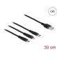   Delock 87152 30cm 3 az 1-ben USB-A - Lightning/MicroUSB/USB-C töltő kábel