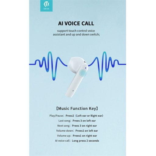 Devia ST351075 Joy A10 Bluetooth True Wireless fehér fülhallgató