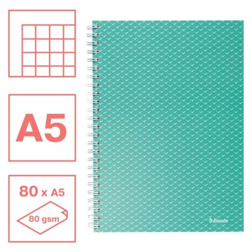 Esselte ColourBreeze A5 kockás zöld spirálfüzet