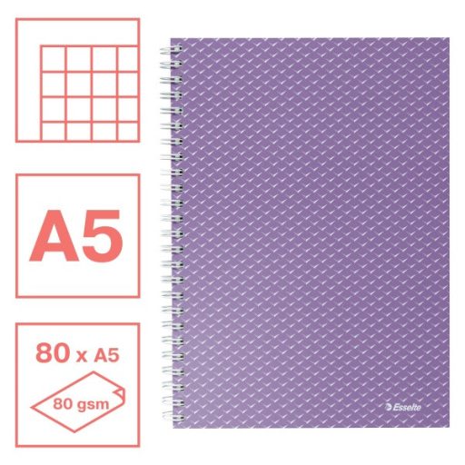 Esselte ColourBreeze A5 kockás levendula spirálfüzet