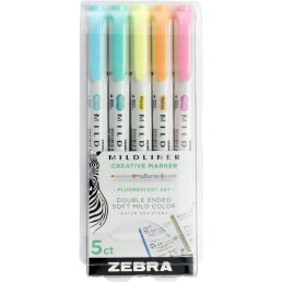   Zebra Mildliner Fluorescent 5db-os kettős végű szövegkiemelő készlet