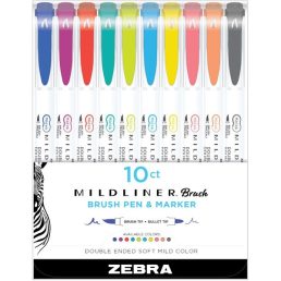  Zebra Mildliner Brush Cool&Refined 10db-os kettős végű ecset marker