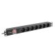   Lanberg PDU-07F-0200-BK 2m vezetékkel 19"/1U 7xSchuko aljzat Uni-Schuko csatlakozóvéggel fekete elosztósor kapcsolóval