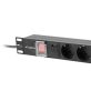   Lanberg PDU-07F-0200-BK 2m vezetékkel 19"/1U 7xSchuko aljzat Uni-Schuko csatlakozóvéggel fekete elosztósor kapcsolóval
