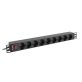   Lanberg PDU-09F-0300-BK 3m vezetékkel 19"/1U 9xSchuko aljzat Uni-Schuko csatlakozóvéggel fekete elosztósor kapcsolóval