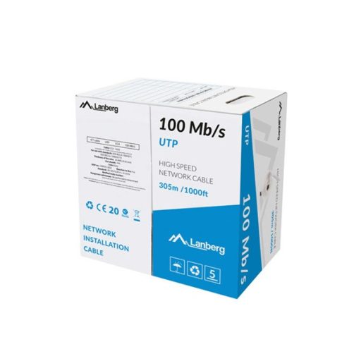 Lanberg LCU5-10CC-0305-S Cat5E UTP CCA 100Mb/s 100 MHz 305m árnyékolatlan réz bevonatú alumínium fali kábel