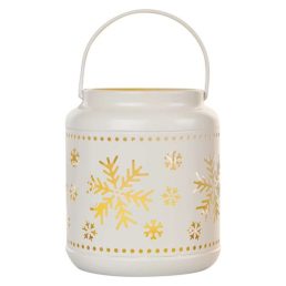   Emos DCLV11 fém fehér 14 cm 3x AAA beltéri vintage lámpa hópelyhekkel LED dekoráció