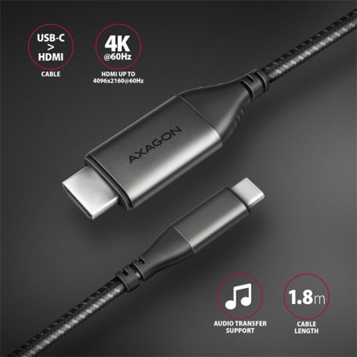 Axagon RVC-HI2MC USB-C - HDMI 2.0 kábel