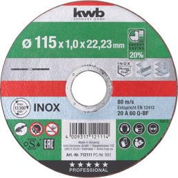   KWB 49712111 AKKU-TOP EXTRA INOX 115x22,23x1,0 mm vágótárcsa