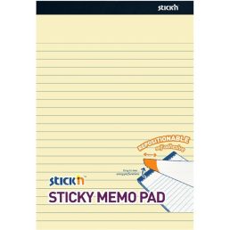  Stick'N 254x178 mm 50 lap/tömb vonalazott pasztell sárga öntapadó jegyzetfüzet