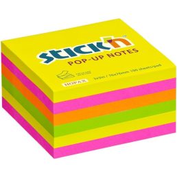  Stick'N 76x76 mm 100 lap/tömb (6 tömb/csomag) neon mix öntapadó jegyzettömb