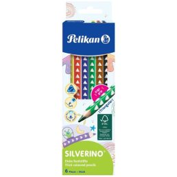   Pelikán Silverino vastag háromszögletű  6db-os  vegyes színű színes ceruza