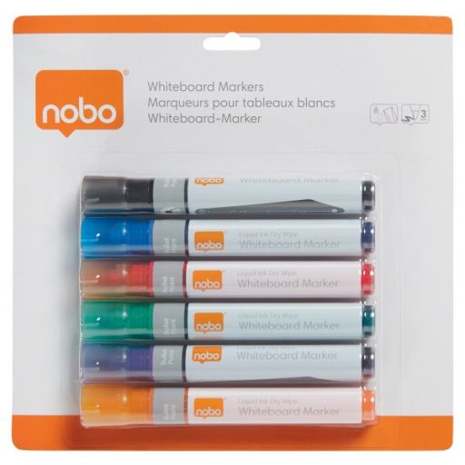 Nobo kerek hegyű 6db/cs folyékonytintás táblamarker készlet