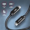 Axagon BUCM2-CM10AB 1m USB C fekete adat- és töltőkábel