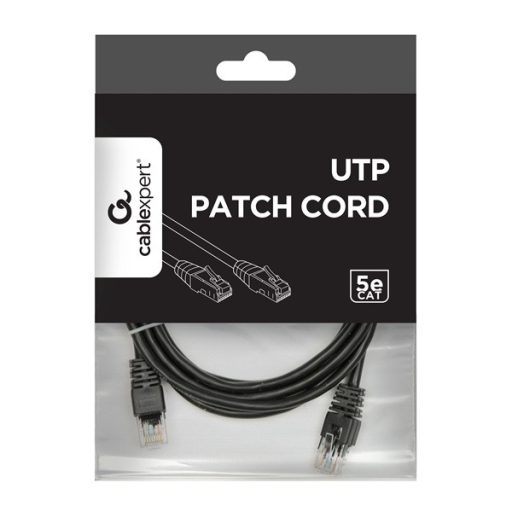 Gembird PP12-2M/BK 2m RJ45 CAT5e UTP M/M fekete kábel
