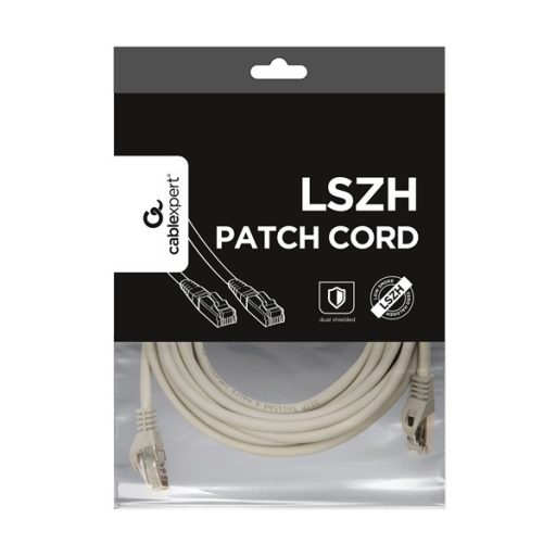 Gembird PP6A-LSZHCU-5M 5m RJ45 CAT6A S/FTP - RJ45 CAT6A S/FTP M/M szürke patch kábel