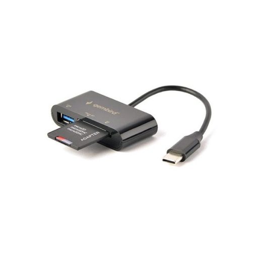 Gembird USB-C SD/microSD kártyaolvasó fekete