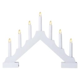   Emos DCAW12 29 cm 2x AA beltéri meleg fehér időzítős fa fehér LED gyertyatartó