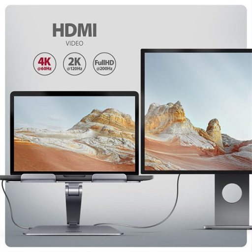 AXAGON HMC-STND ALU laptop állvány dokkoló állomással