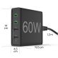   Hama 201628 FIC E3 60W PD QC 2xUSB 2xType-C hálózati töltő állómás
