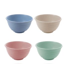   TOO KT-106 5db-os vegyes színekben búzaszalma műanyag tál szett, 17×9 cm