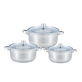   TOO KT-223 2L, 2.5L és 3L-es fazék/lábas szett fedővel, konyhai rozsdamentes edénykészlet