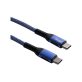   Akyga AK-USB-37 USB-C -> USB-C M/M adatkábel 1m kék-fehér (braided)