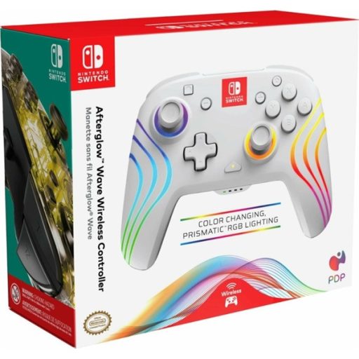 PDP 500-238-WH Afterglow Wave Nintendo Switch/Switch 2 RGB LED Lighting fehér vezeték nélküli kontroller