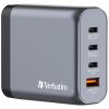 Verbatim 32203 GNC-140 GaN Charger 140W USB Type-A + 3xType-C hálózati töltő adapter