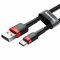 Baseus CATKLF-A91 Cafule 0,5m 3A USB A/USB C piros-fekete adat- és töltőkábel