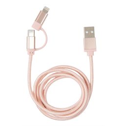   Kikkerland US237-RG fonott USB-C Lightning rózsaarany kábel